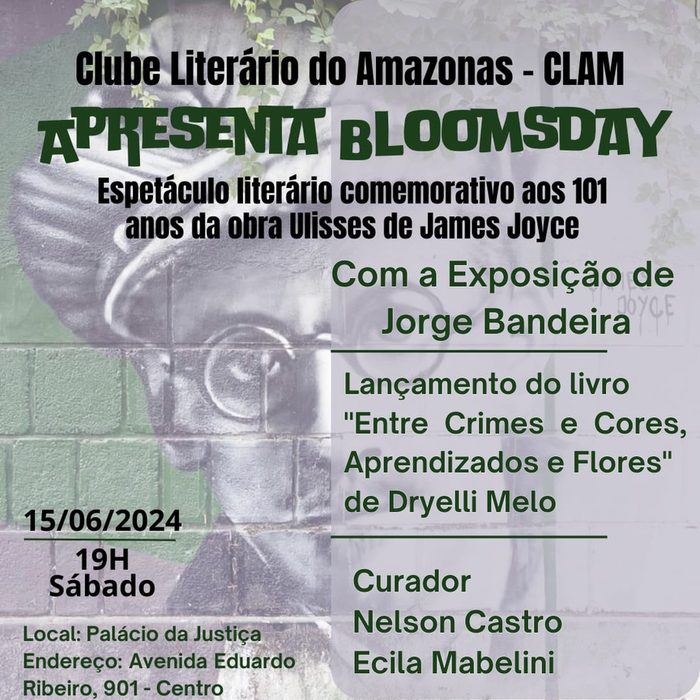 Cartaz do evento literário Bloomsday, do Clube Literário do Amazonas