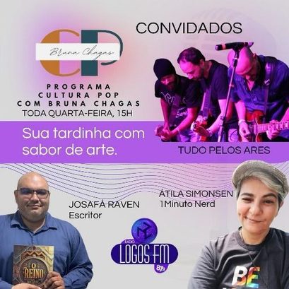 Cartaz do programa Cultura Pop com o convidado Josafá Raven